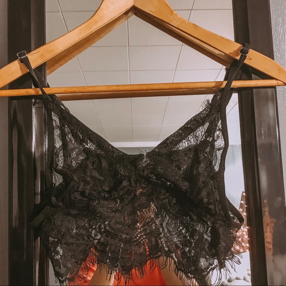 Boho Black Lace Sexy Bralette Size Small